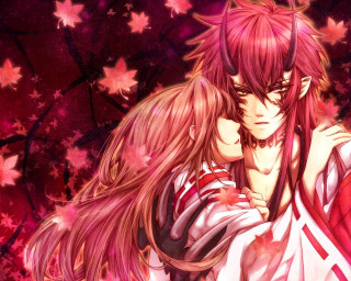 Anime couple hugging tree stars - a couple of anime characters free wallpaper
