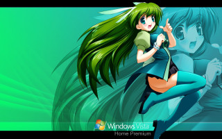 Green haired magical girl running - green hair free wallpaper for desktop