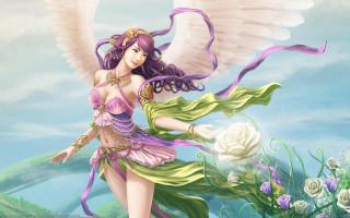 Angel wings flower painting fantasy - fantasy artwork free wallpaper