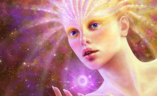 Woman starburst face hands in - front of her face free wallpaper