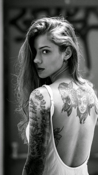 Woman tattoo back arm shoulder - free cyberpunk wallpaper