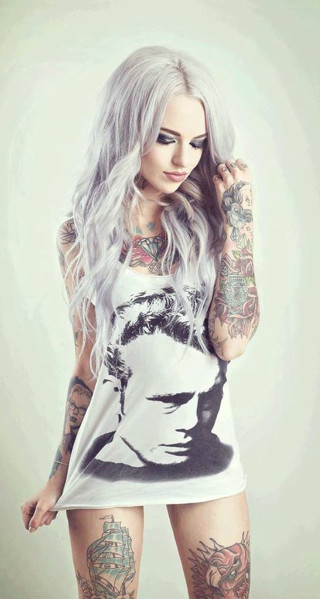 Woman tattoos white shirt man - tattoo free wallpaper for mobile