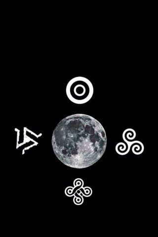 Full moon symbols black background - free gaming wallpaper