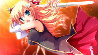 Anime girl sword red cape - a red cape free wallpaper for desktop