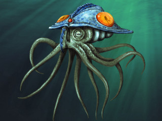 Octopus hat swimming ocean lightbulb - an octopus free wallpaper