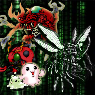 Cartoon character demon background image - free cyberpunk wallpaper for tablet