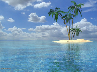 Tropical island palm trees ocean - a small island in the middle of the water free wallpaper
