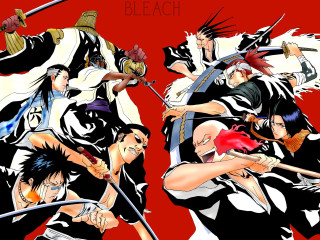 Anime characters swords group action 6 - their hand free wallpaper