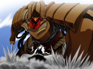 Cartoon man sword giant object - a giant object in the background free wallpaper