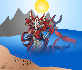 Demon sword dragon beach mountains - a sword and a dragon free wallpaper