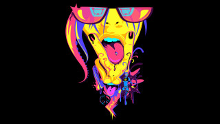 Dog sunglasses tongue out fun - psychedelic art free wallpaper