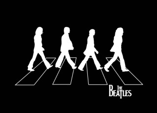 Beatles walking crosswalk dark image - figurativism free wallpaper