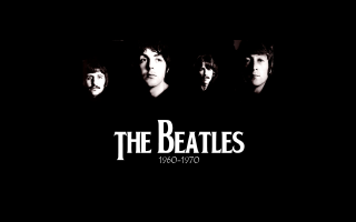 Beatles band logo black background - white letter free wallpaper