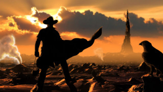 Man hat bird shoulder sunset - western comic book art free wallpaper for desktop