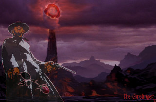 Man gun mountain redlight dali - a painting of a man holding free wallpaper