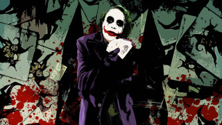 Joker costume man card knife - his hand and a knife free wallpaper
