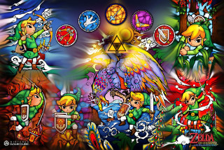 Zelda characters cartoon colorful background - a cartoon style free wallpaper