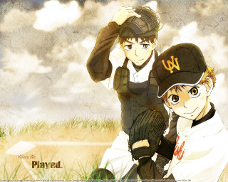 Two anime boys baseball glove - a baseball glove free wallpaper