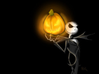 Skeleton jackskellington pumpkin glow gothic - a skeleton holding free wallpaper