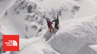 Snowy mountain top holding hands - their hands in free wallpaper