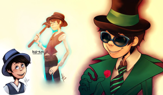 Cartoon man hat sunglasses woman - fletcher martin free wallpaper