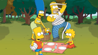 Simpsons family picnic table chainsaw - free happy birthday wallpaper for desktop