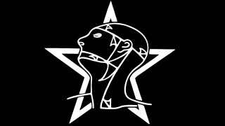 Black white drawing man head - a star in the background free wallpaper