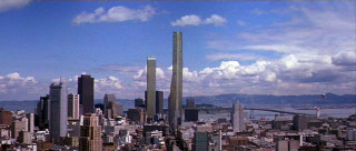 City tall buildings bridge clouds - arnold mesches free wallpaper