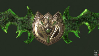 Green gold dragon emblem leaves - 3 d model free wallpaper