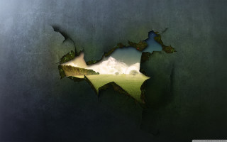 Broken wall hole field clouds - cloud and a sky free wallpaper