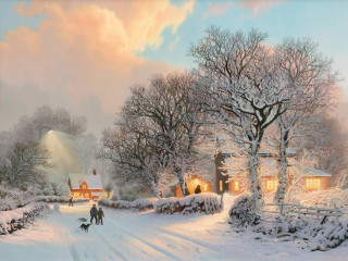 Snowy country road couple walking - a couple walking free wallpaper