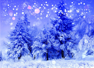 Snowy scene blue sky snowflakes - a snowy scene free wallpaper
