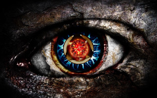 Blue red eye red yellow - realistic eye free wallpaper for desktop