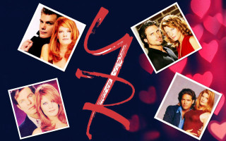 Friends cast collage blue hearts - a collage of photos free wallpaper