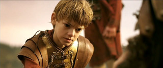 Young boy costume horse field - a horse in the background free wallpaper