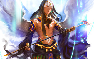 Woman sword wings holding sword - egyptian art free wallpaper