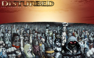 Crowd hands red sky disturbed - underground comix free wallpaper