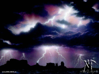 Storm lightning city mountain range - free anime wallpaper for desktop