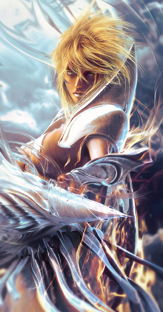 Woman sword blonde fantasy league - a digital painting of a woman free wallpaper for mobile