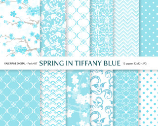 Blue white patterns paper decoration - a set free wallpaper