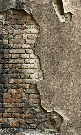 Brick wall hole clock background - free textures wallpaper for mobile