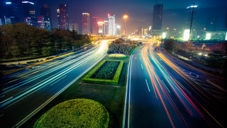 City street night traffic light - futurism free wallpaper