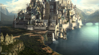 Castle cliff water mountains bridge - clint cearley free wallpaper for desktop