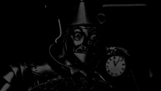 Man suit hat clock darkroom - mechanical free wallpaper