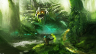 Creature man dog forest glowing - league of legends concept art free wallpaper for desktop