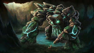 Giant creature glowing eyes forest - a giant creature free wallpaper