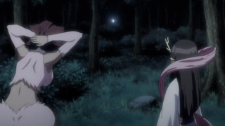 Women woods night backturned camera - two woman free wallpaper