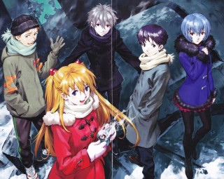 Anime characters snow group together - the snow together free wallpaper for desktop