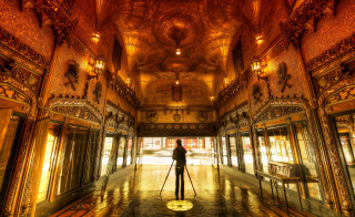 Person standing room cane ornate - art deco free wallpaper