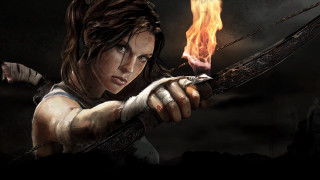 Woman bow fire dark background - aleksi briclot free wallpaper